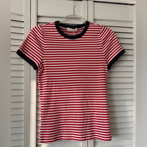 NWT DÔEN Vivi Tee in Rouge Nantucket Stripe, size L - Picture 2 of 8